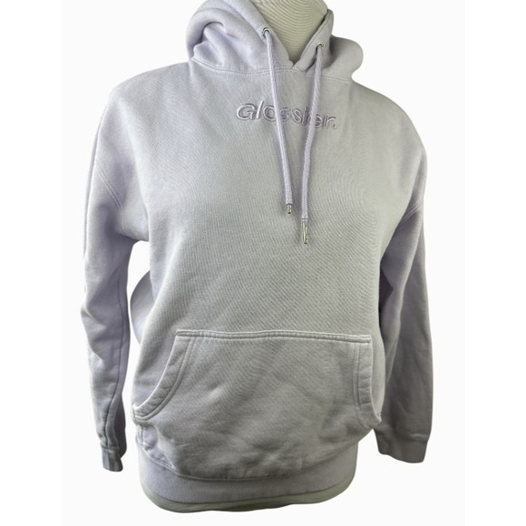 Glossier Limited Edition Lavender Hoodie Embroidered Pullover Sweatshirt Medium - Picture 3 of 16